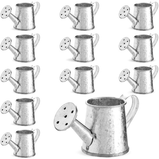 Juvale Mini Watering Can - 3 x 1.6 in, Silver, 12-Pack - Plant Waterer & Indoor Water Pot for Plants - Garden Watering Can & Home Decor Accessories